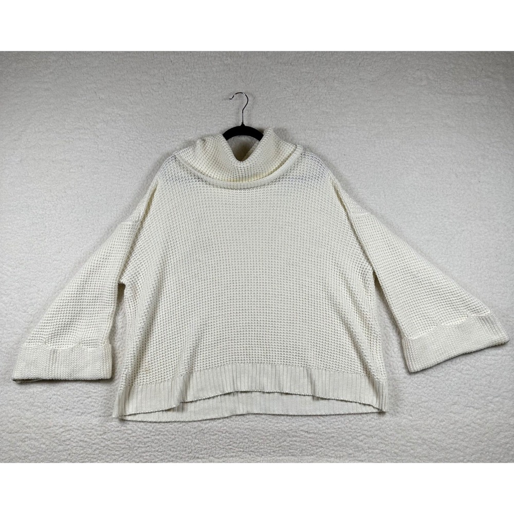 Show Me Your Mumu Chunky Knit Sweater XL Waffle Cowl Neck Bell Boho Coastal Cozy